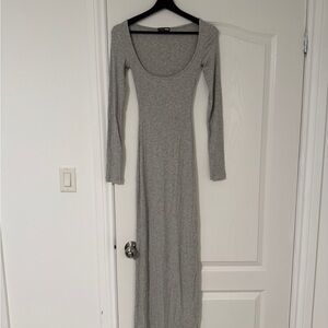 Fashion Nova Elegant Gray Long Sleeve Dress